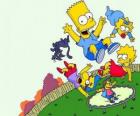 Симпсон братья с друзьями Milhouse и Нельсон прыжки на батуте